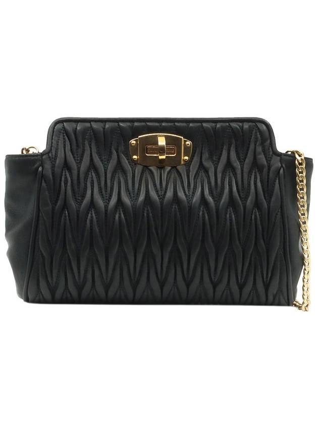 Black Materasse Lux Gold Logo Clutch Crossbody Bag - MIU MIU - BALAAN 1