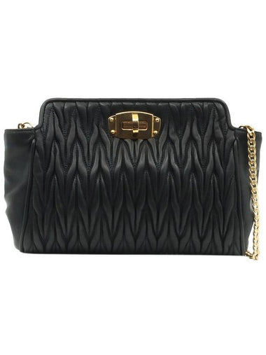 Black Matelasse Lux Gold Logo Clutch Cross Bag 5BF089 - MIU MIU - BALAAN 1