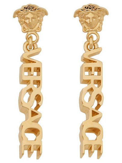 Logo Drop Earrings Gold - VERSACE - BALAAN 2