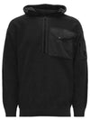 Half Zip Up Wool Knit Top Black - CP COMPANY - BALAAN 2