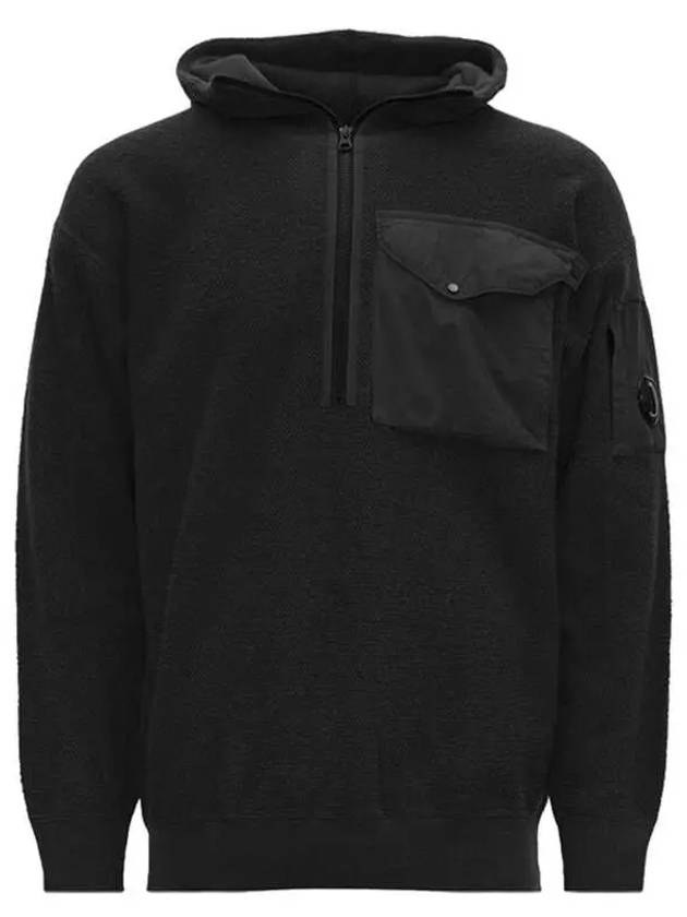 Half Zip Up Wool Knit Top Black - CP COMPANY - BALAAN 2