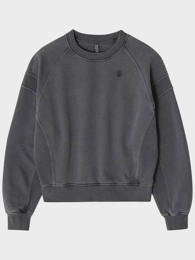 Paneled Cropped Sweatshirt Charcoal - NOIRER FOR WOMEN - BALAAN 3