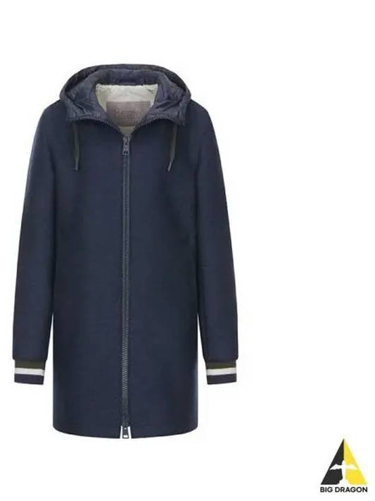 Herno Virgin Wool Hooded Coat Navy GC00007UR 33325 - HERNO - BALAAN 1