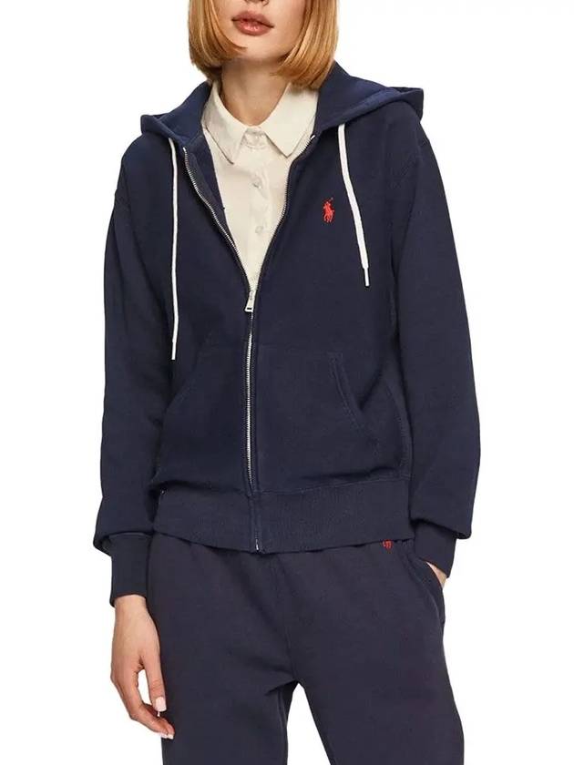 Embroidered Logo Zip Up Hoodie Navy - POLO RALPH LAUREN - BALAAN 2