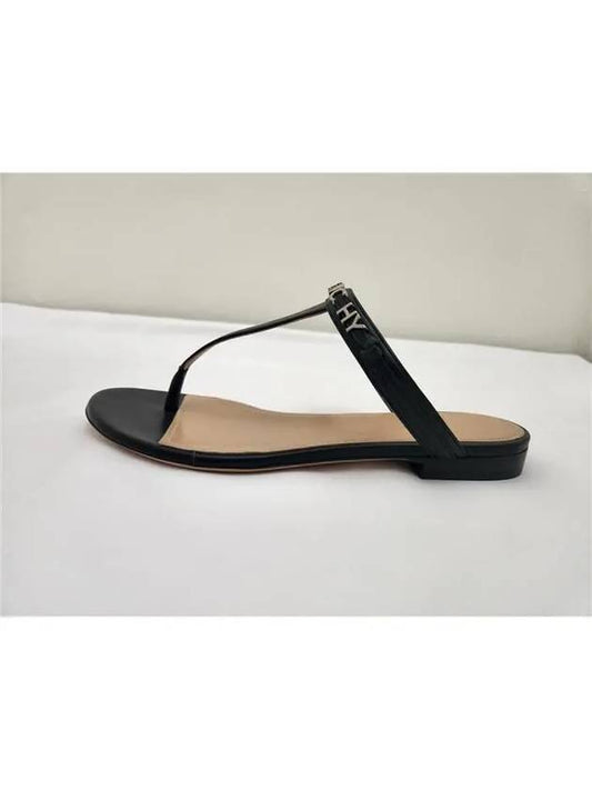 Metal Logo T Strap Sandals Black - GIVENCHY - BALAAN 2