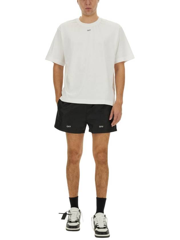 stamp logo swim shorts black - OFF WHITE - BALAAN 3