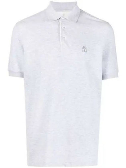 Mini Logo Short Sleeve Polo Shirt Grey - BRUNELLO CUCINELLI - BALAAN 2