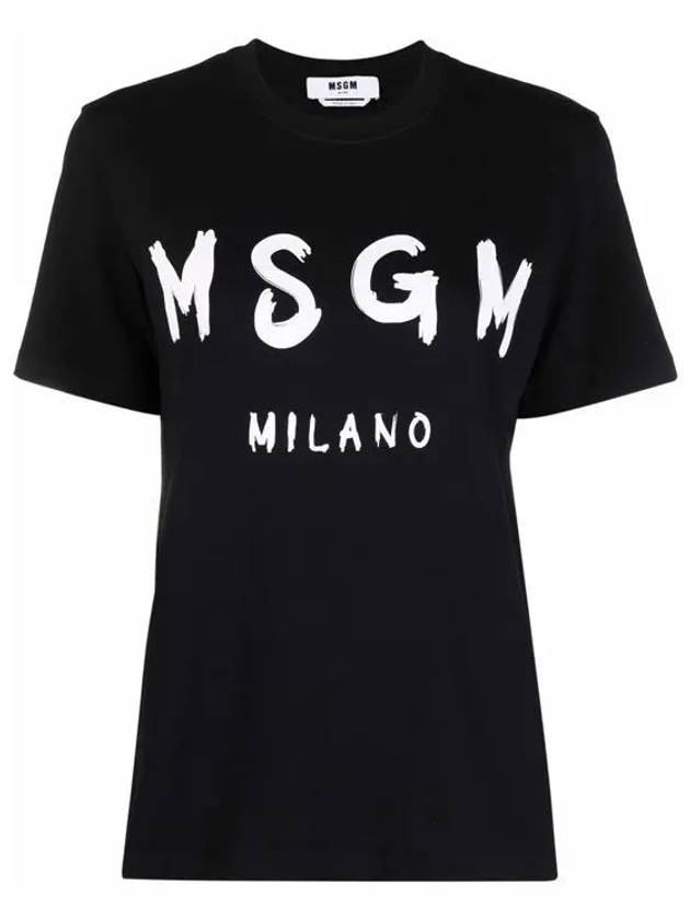 Brushed Logo Short Sleeve T-Shirt Black - MSGM - BALAAN 3