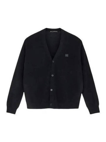 Face patch wool V neck cardigan black C60038 - ACNE STUDIOS - BALAAN 1