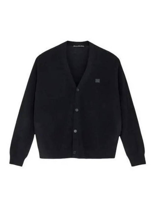 Face patch wool V neck cardigan black C60038 - ACNE STUDIOS - BALAAN 1