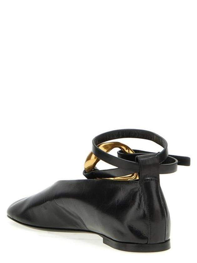 Ring Detail Leather Flat Black - JIL SANDER - BALAAN 4