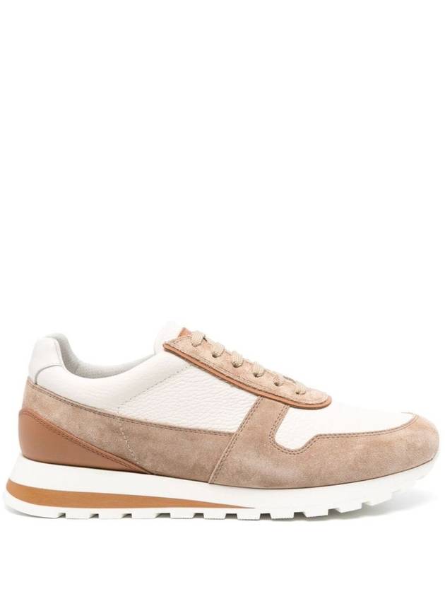 Suede Leather Low Top Sneakers Beige - BRUNELLO CUCINELLI - BALAAN 2