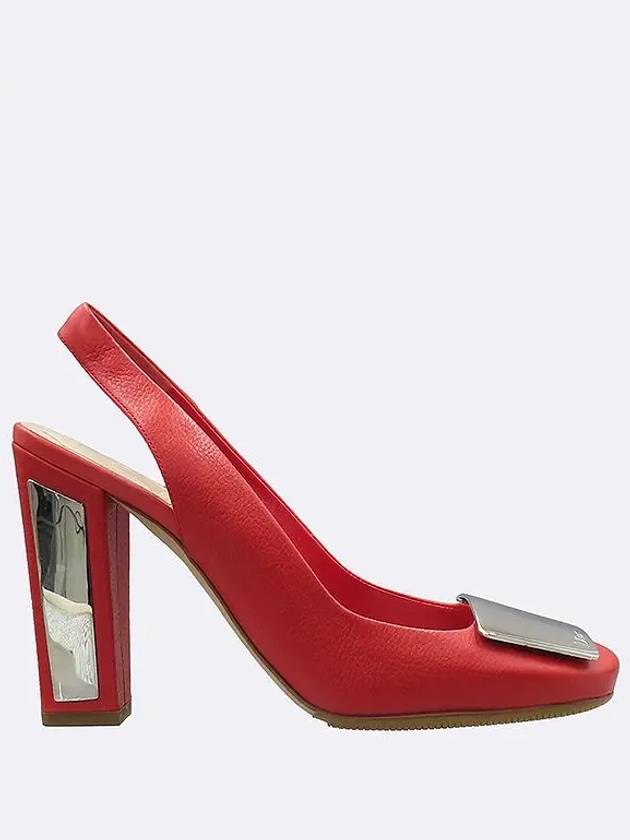 Red color silver logo slingback women s shoes - DIOR - BALAAN 4