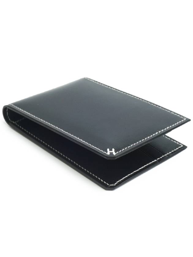 Card wallet H Sellier VEAU BOX 89 black full set - HERMES - BALAAN 4