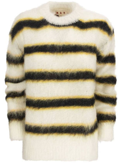 Mohair Striped Crew Neck Knit Top Cream - MARNI - BALAAN 2