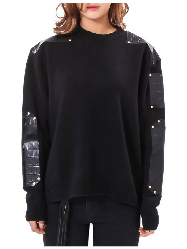 Leather Sweatshirt Black - GIVENCHY - BALAAN 2