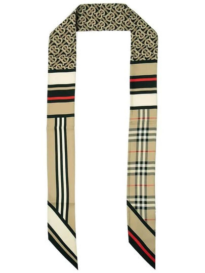 Montage Print Silk Skinny Scarf Archive Beige - BURBERRY - BALAAN 2