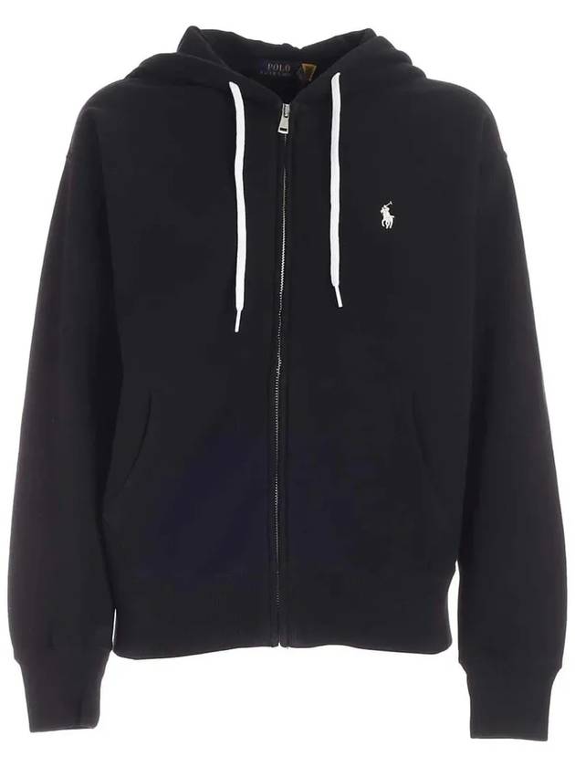 Embroidered Logo Zip Up Hoodie Black - POLO RALPH LAUREN - BALAAN 5