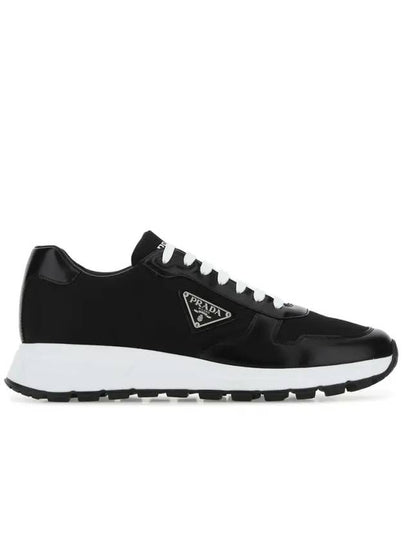 Prax 01 Re-Nylon Brushed Leather Low-Top Sneakers Black - PRADA - BALAAN 2