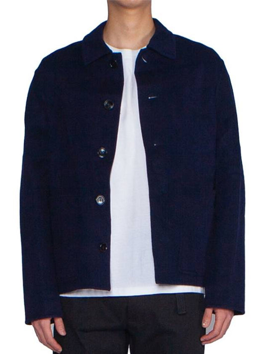 Pocket Patch Wool Blend Jacket Navy - AMI - BALAAN 2