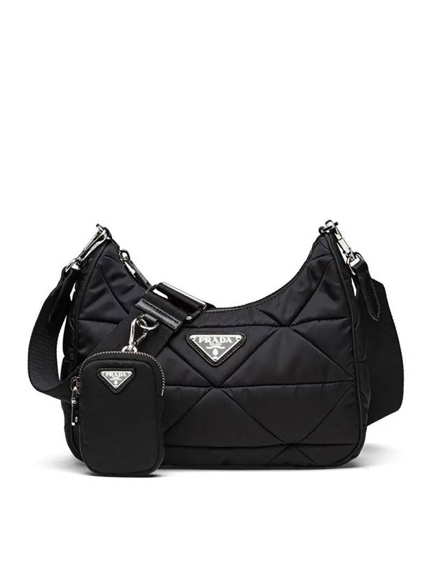 Triangle Logo Re-nylon Paddde Hobo Cross Bag Black - PRADA - BALAAN 5