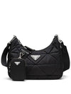 Triangle Logo Re-nylon Paddde Hobo Cross Bag Black - PRADA - BALAAN 5