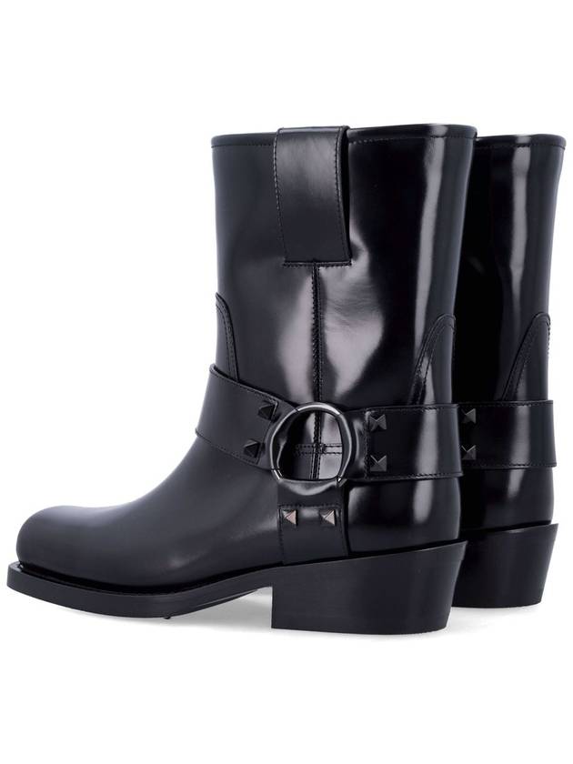 Rockstud leather biker ankle boots - VALENTINO - BALAAN 4