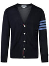 4-Bar Stripe Sustainable Merino Wool Cardigan Navy - THOM BROWNE - BALAAN 2