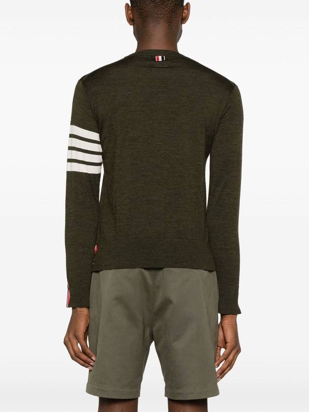 4 Bar Armband Classic Merino Wool Knit Top Dark Green - THOM BROWNE - BALAAN 3