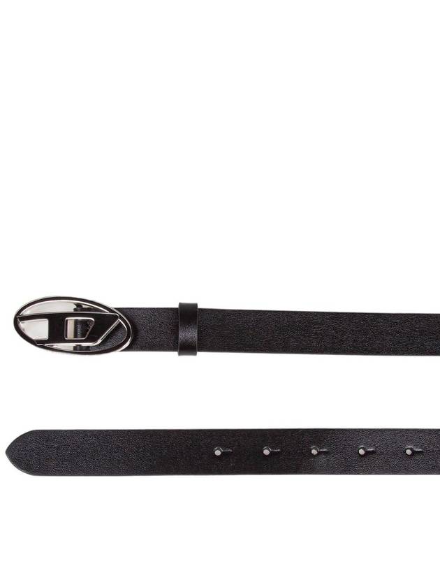 Logo Buckle Leather Belt Black - DIESEL - BALAAN 4