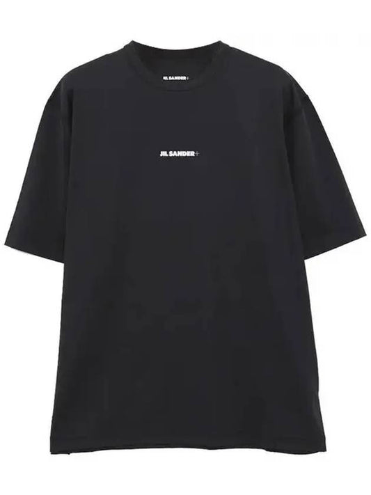 Plus Logo Printing Short Sleeve T-Shirt Black - JIL SANDER - BALAAN 1