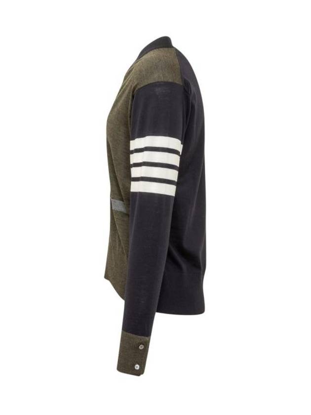 Men's Sustainable Classic Diagonal Wool Cardigan Med Grey - THOM BROWNE - BALAAN 4