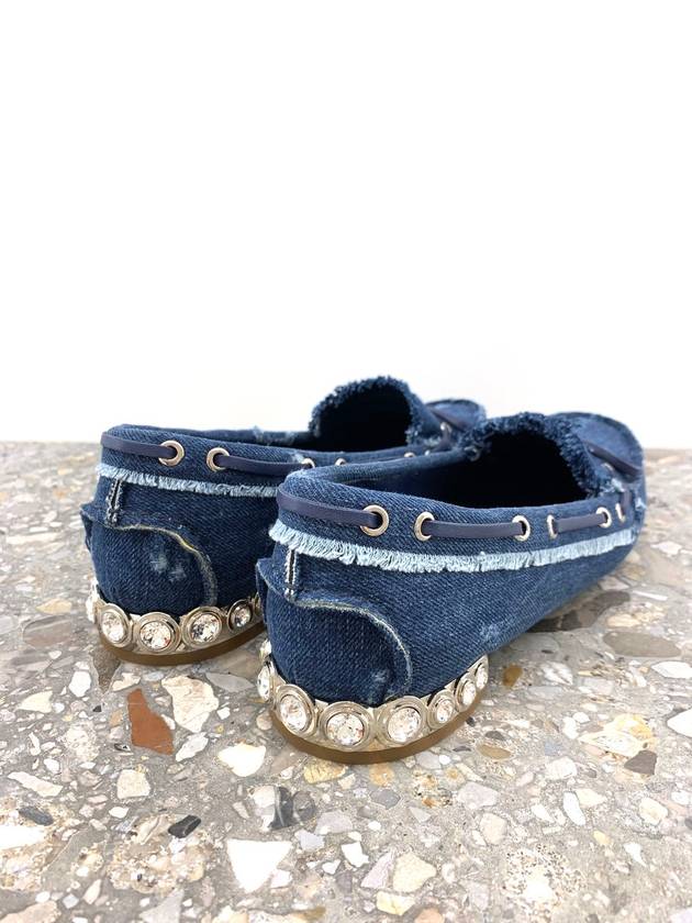 5DD019 Denim Ribbon Loafers - MIU MIU - BALAAN 3