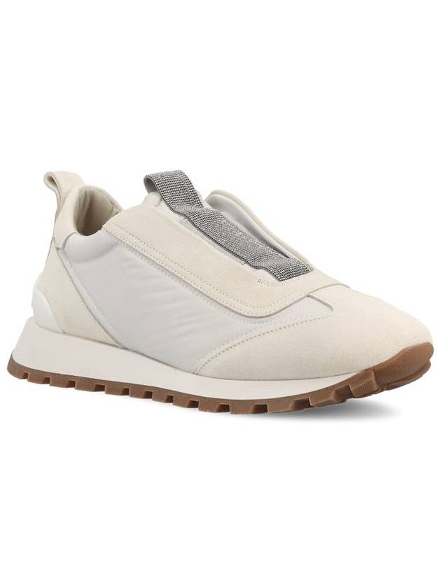 Suede Techno Runner Low Top Sneakers White - BRUNELLO CUCINELLI - BALAAN 3