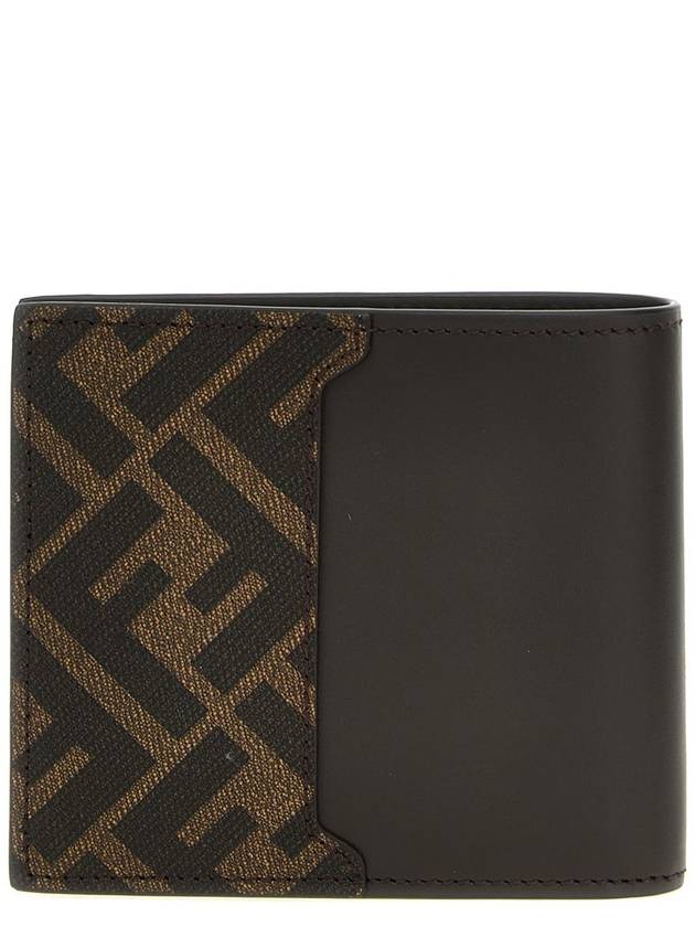 FF Square Leather Bi-Fold Half Wallet Brown - FENDI - BALAAN 3