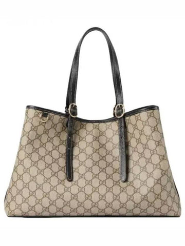 GG Emblem Medium Shoulder Bag Beige Black - GUCCI - BALAAN 1