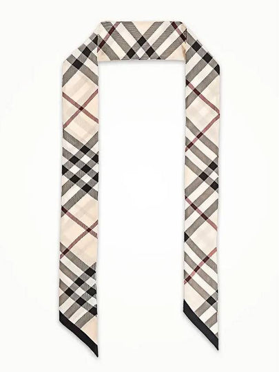 Skinny Check Silk Scarf Stone - BURBERRY - BALAAN 2