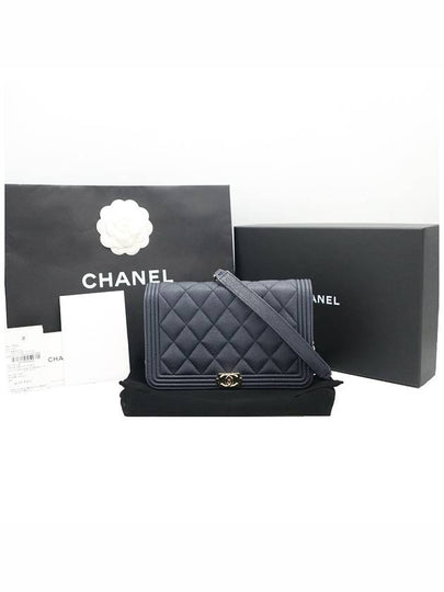 Chanel AP1117 Navy Caviar Boy WOC Gold Small Shoulder Bag 30s - CHANEL - BALAAN 2