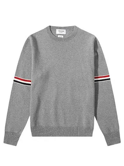 Men's Milan Stitch Armband Crew Neck Knit Top Light Grey - THOM BROWNE - BALAAN 2