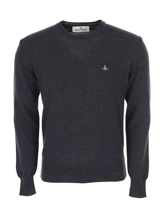 Men's ORB Embroidered Logo Wool Knit Top Black - VIVIENNE WESTWOOD - BALAAN 3