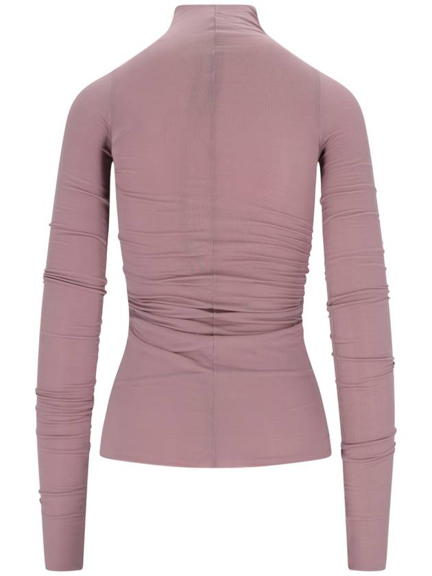 Cupro Jersey Long Sleeve T Shirt Dusty Pink - RICK OWENS - BALAAN 3