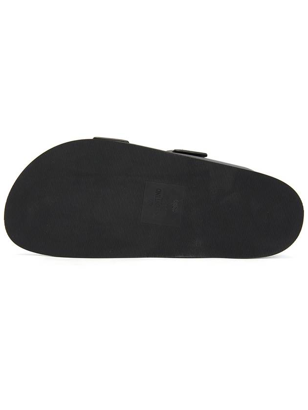 V Logo Signature Leather Slippers Black - VALENTINO - BALAAN 6