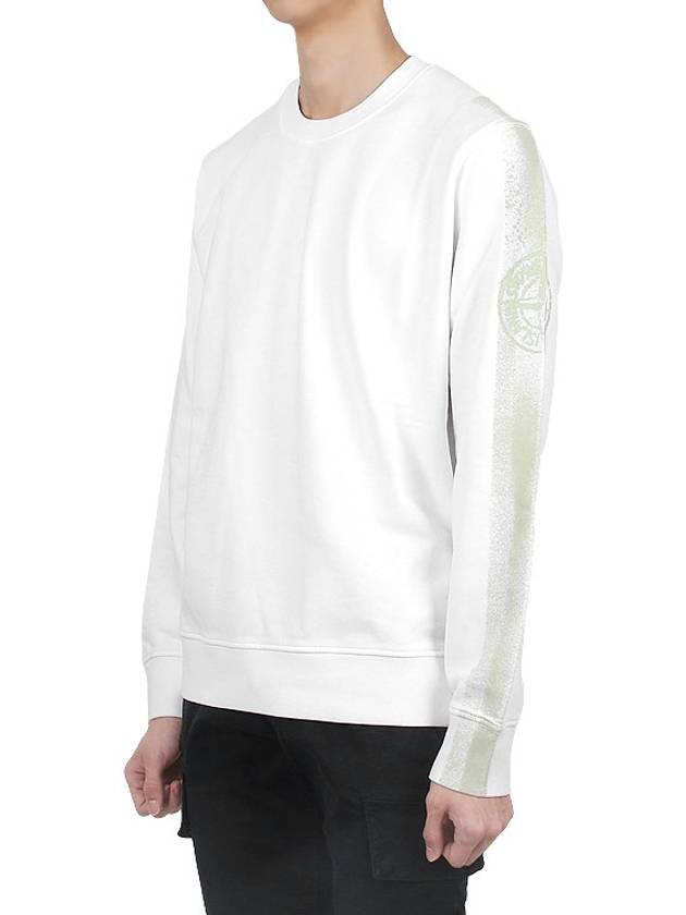 Washing Wappen Arm Logo Round Sweatshirt White - STONE ISLAND - BALAAN 4