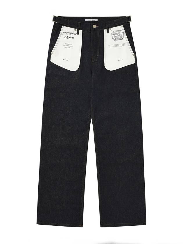 Overturned Pocket Raw Denim Wide Pants Indigo - SSINANDLEE - BALAAN 1