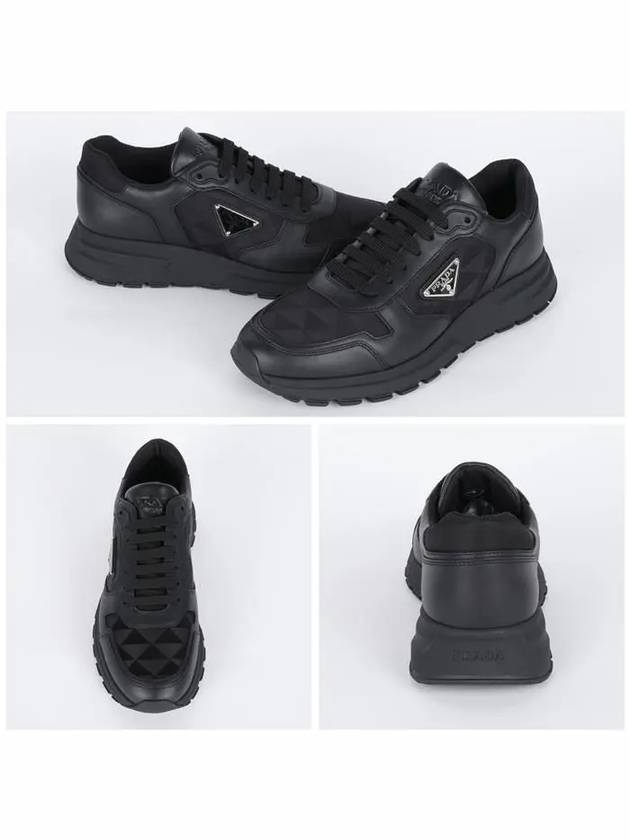 Leather Re-Nylon High Top Sneakers Black - PRADA - BALAAN 3