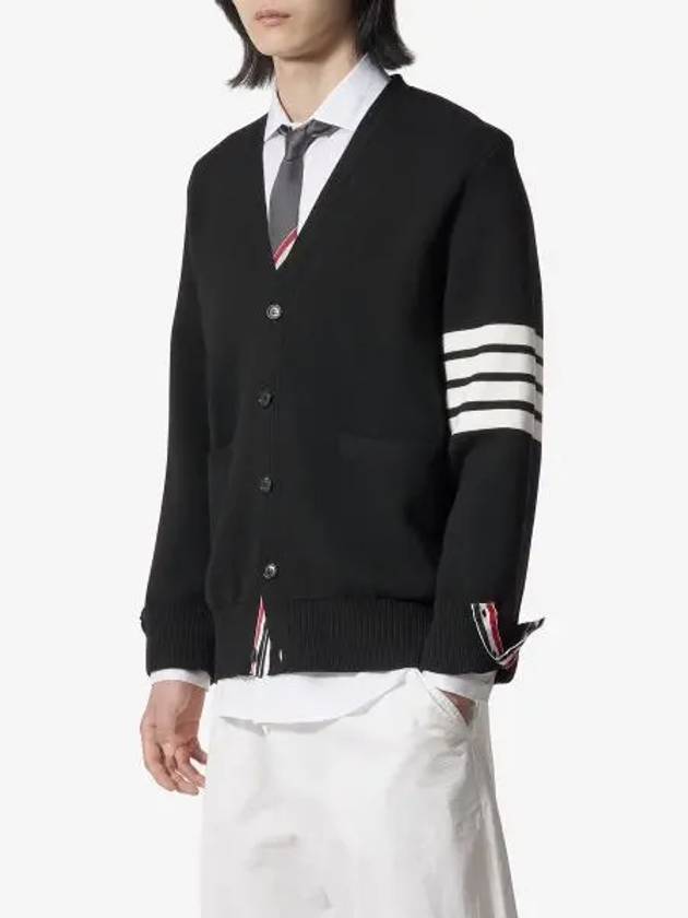 Milano Stitch 4-Bar Cardigan Black - THOM BROWNE - BALAAN 2