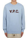 Logo Crewneck Cotton Sweatshirt Light Blue - A.P.C. - BALAAN 2