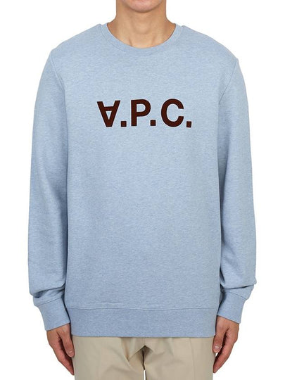 Logo Crewneck Cotton Sweatshirt Light Blue - A.P.C. - BALAAN 2