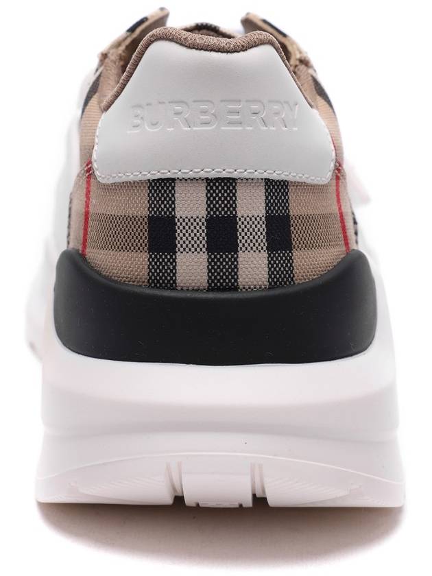 Vintage Check And Leather Sneakers White Archive Beige - BURBERRY - BALAAN 5