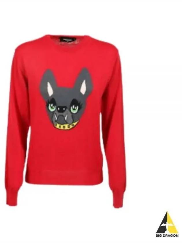 80HA0011 Icon Dog Print Knit Red S80HA0011 S17890 964 - DSQUARED2 - BALAAN 1